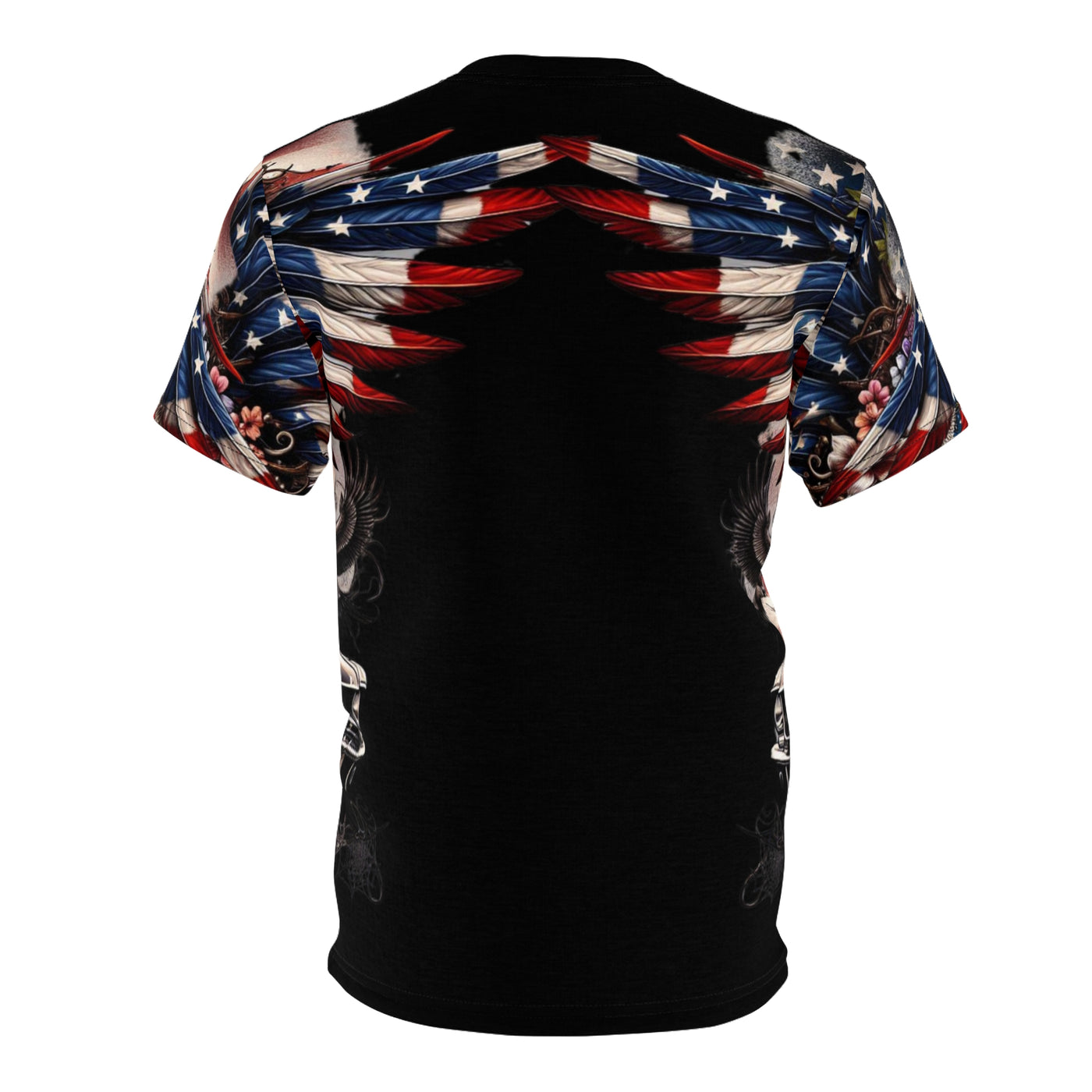 American Flag & Two Winged Female Silhouette W/ Mustang T-shirt