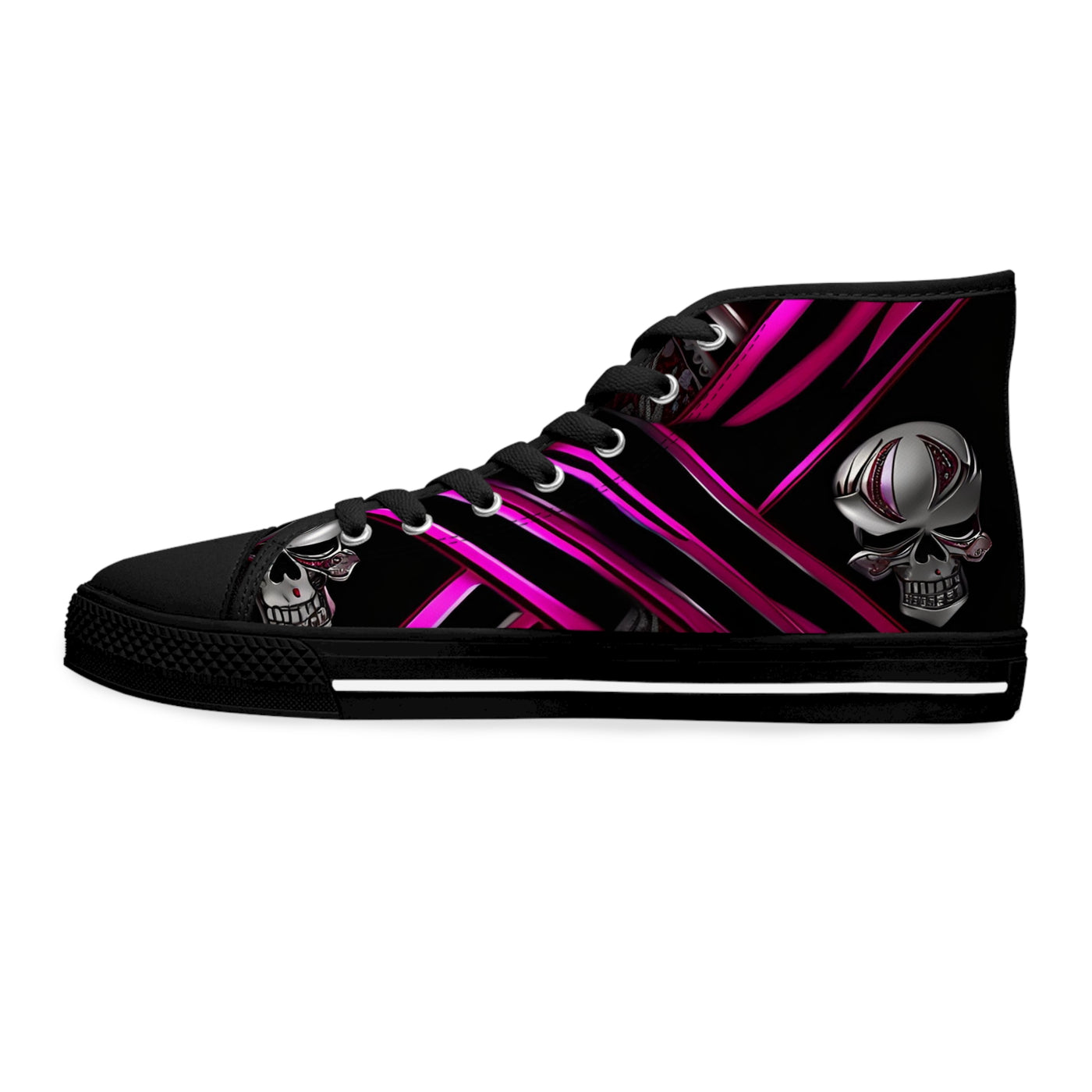 Women's High-Top Sneakers, Vivid Creations Designer Shoes Graphic Skull Design