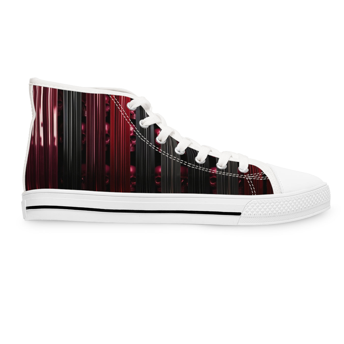 Women's High-Top Sneakers, Vivid Creations Designer Shoes Graphic Skull Design