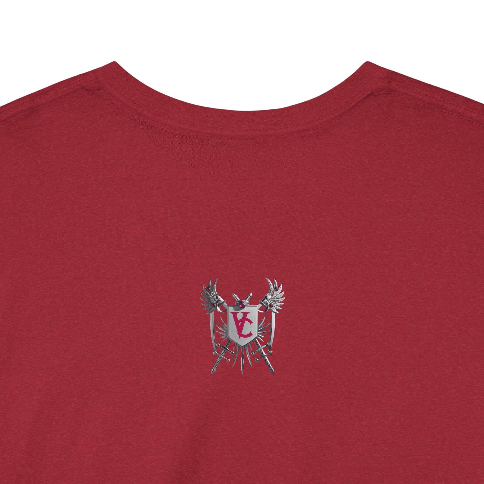 Unisex Heavy Cotton Tee with Shield Design - Bold Streetwear Style