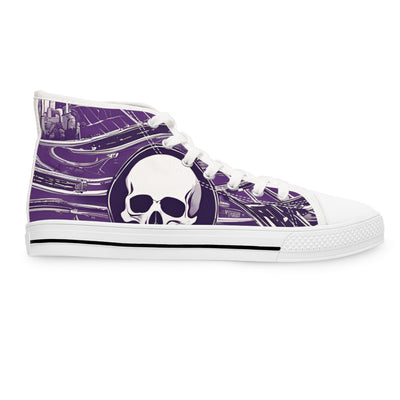 Women's High-Top Sneakers, Vivid Creations Designer Shoes Graphic Skull Design