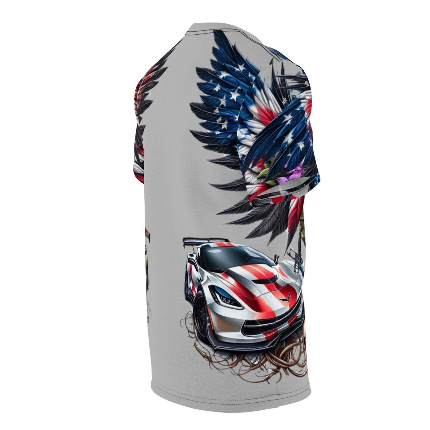 American Flag W/ Winged Male & Female Silhouette & Corvette T-shirt