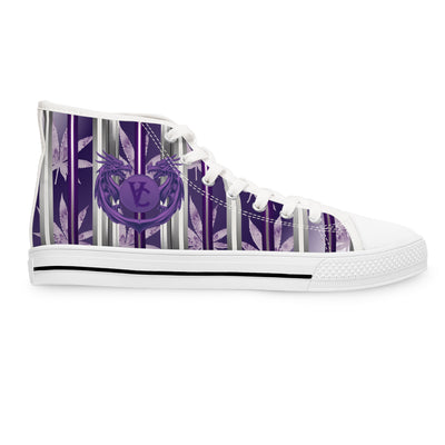 Trendy Women's High Top Sneakers with Elegant Purple Floral Design