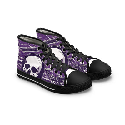 Women's High-Top Sneakers, Vivid Creations Designer Shoes Graphic Skull Design