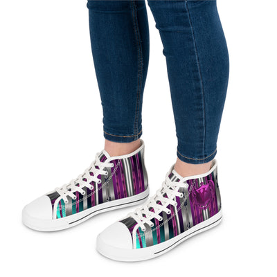 Stylish Women's High Top Sneakers - Striped Design, Perfect for Casual Wear and Events