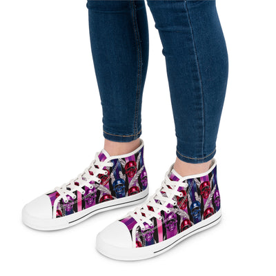 Edgy Skull High Top Sneakers for Women - Trendy Fashion Footwear