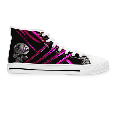 Women's High-Top Sneakers, Vivid Creations Designer Shoes Graphic Skull Design