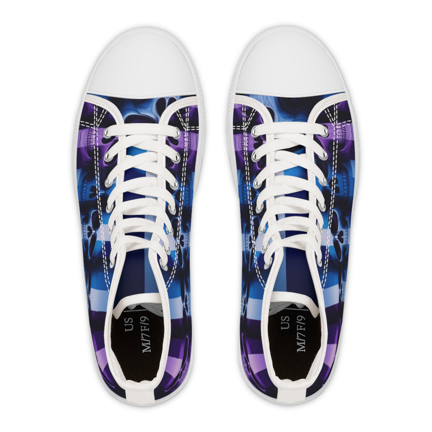 Women's High-Top Sneakers, Vivid Creations Designer Shoes Graphic Skull Design