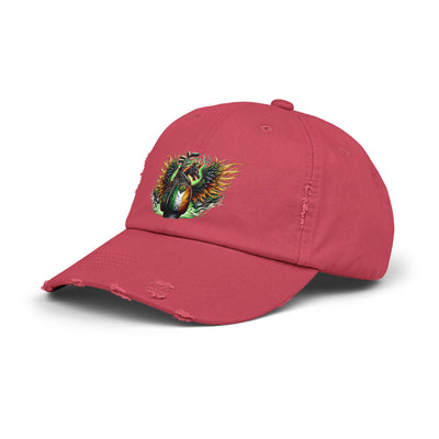 Distressed Golf Cap, Irish Flag Winged Dragon Head Golf Bag Design Hat