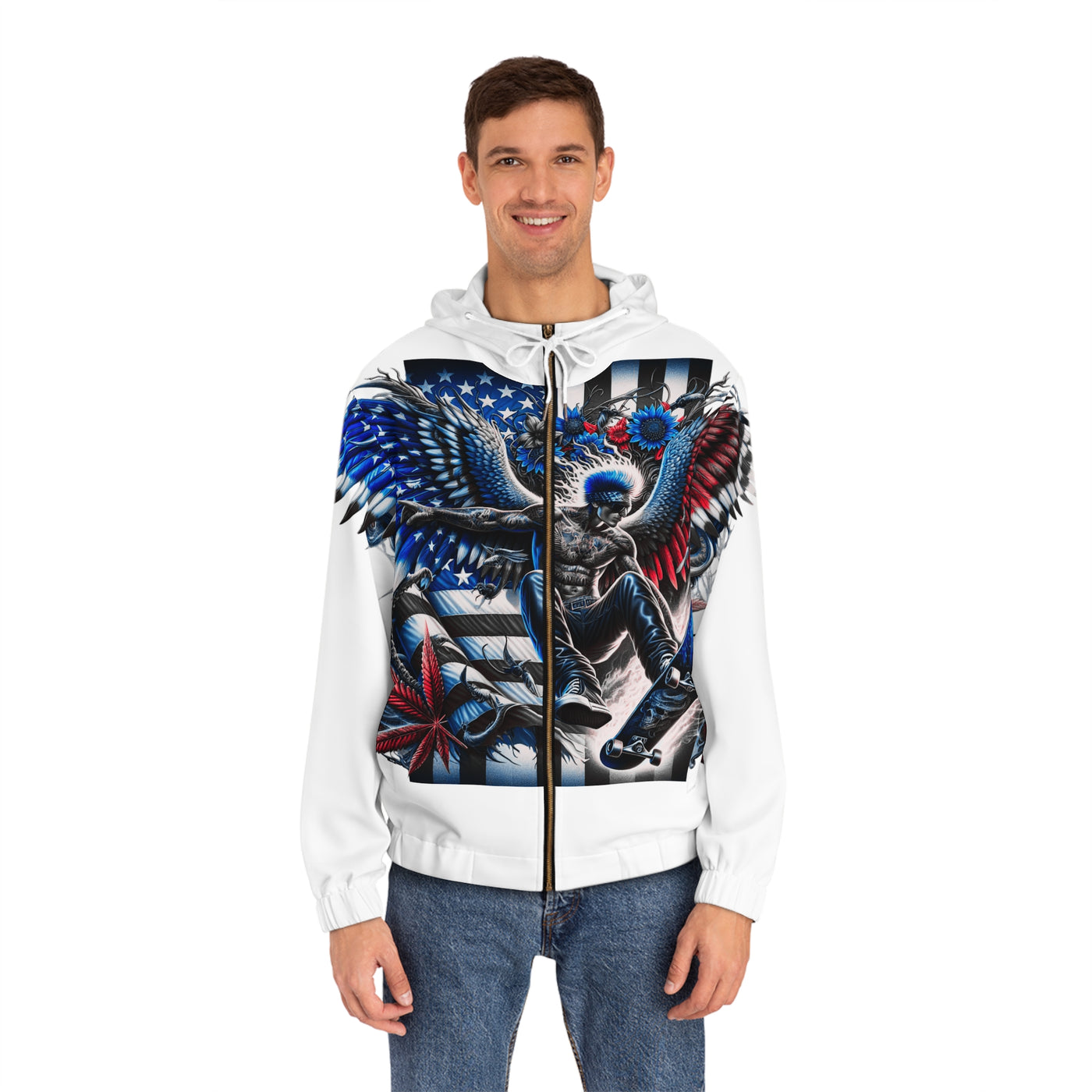 American Flag W/ Winged Female Skateboarding Silhouette Hoodie