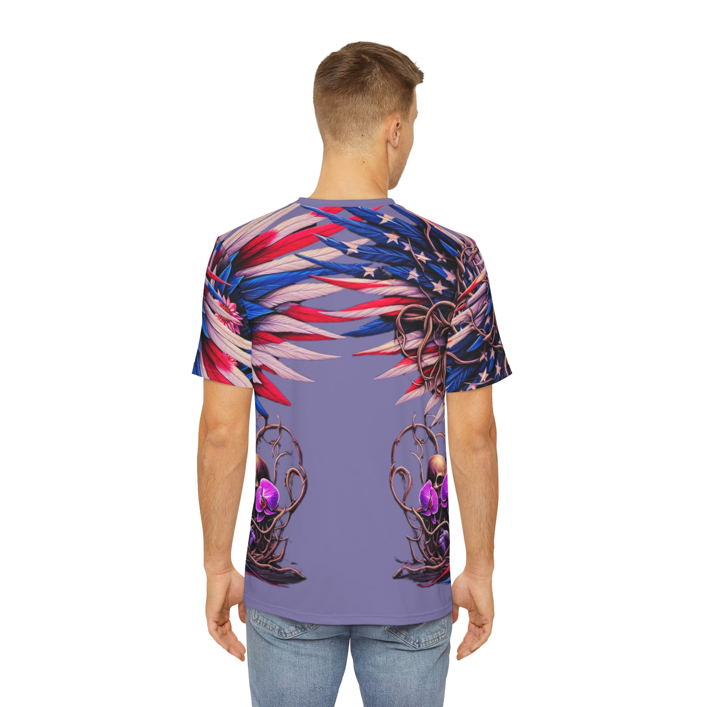 American Flag T-shirt, American Flag W/Winged Female & Male Silhouette T-shirt