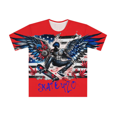 American Flag W/ Winged Male Skateboarding Silhouette T-shirt