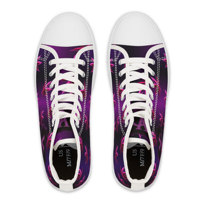 Trendy Women's High Top Sneakers with Purple Leaf Design