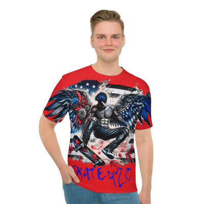 American Flag W/ Winged Male Skateboarding Silhouette T-shirt