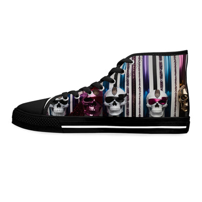 Women's High-Top Sneakers, Vivid Creations Designer Shoes Graphic Skull Design