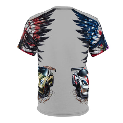 American Flag W/ Winged Male & Female Silhouette & Corvette T-shirt