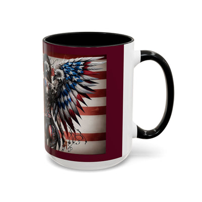 American Flag Coffee Mug (11, 15oz), W/ Winged Silhouettes