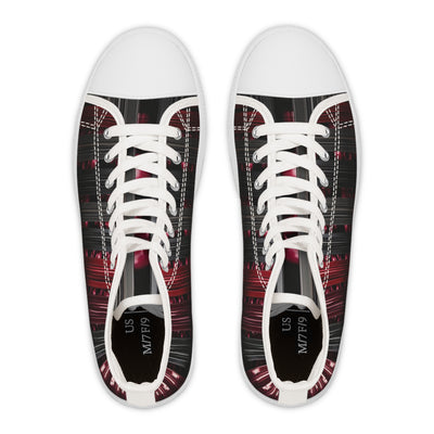 Women's High-Top Sneakers, Vivid Creations Designer Shoes Graphic Skull Design