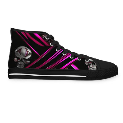 Women's High-Top Sneakers, Vivid Creations Designer Shoes Graphic Skull Design