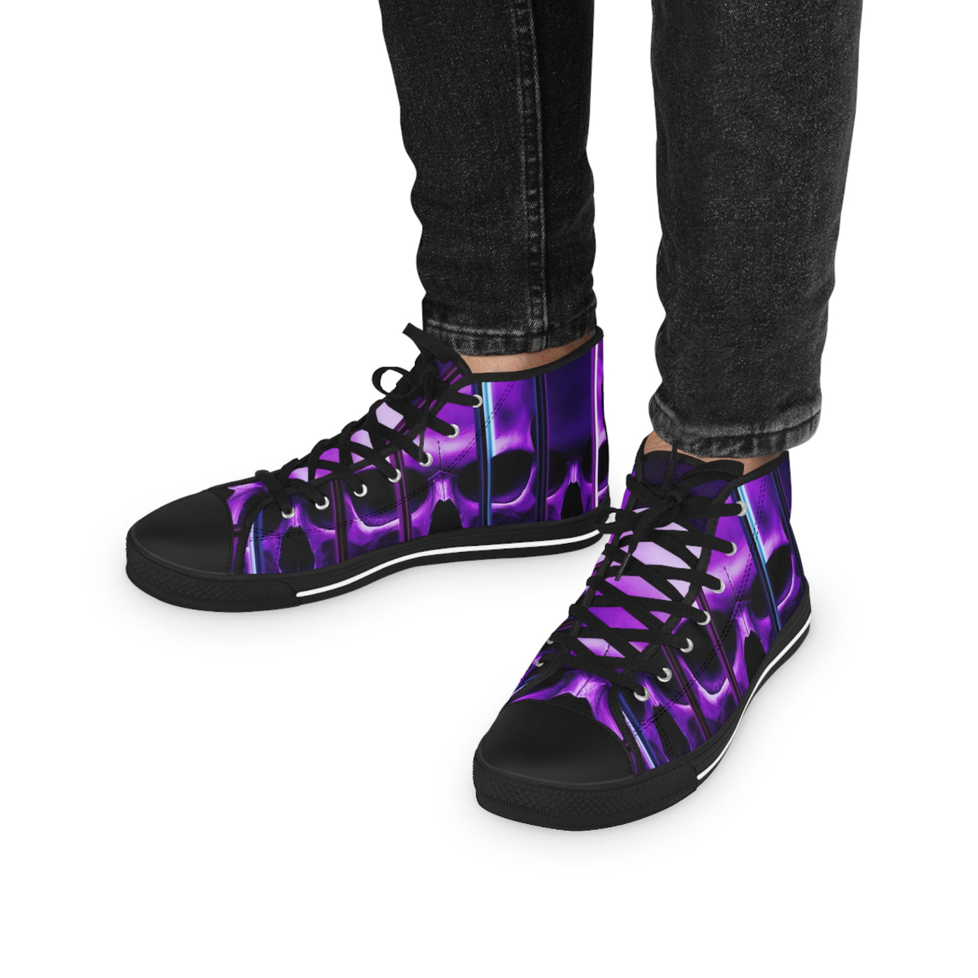 Men's High-Top Sneakers, Vivid Creations Designer Chuck's - Skull Design