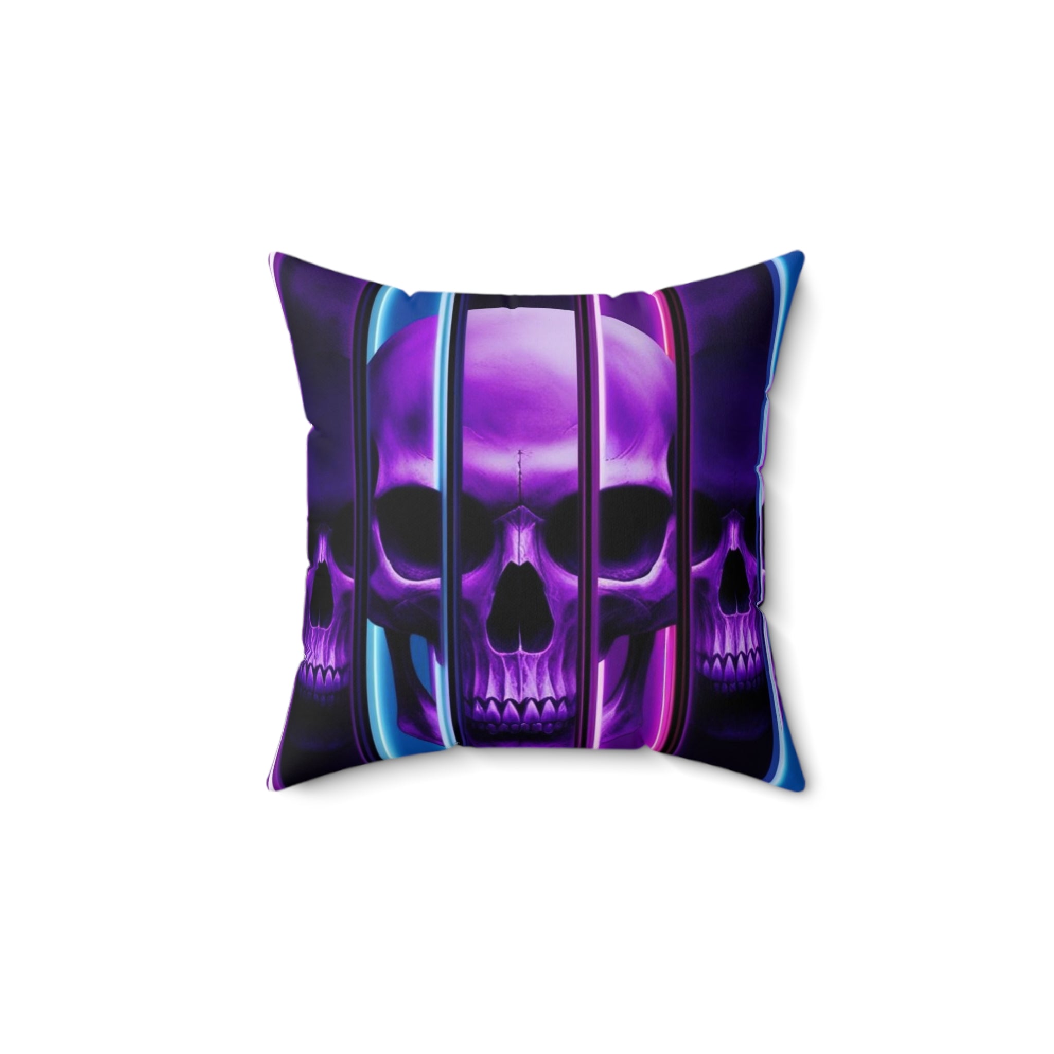 16, Polyester Square Purple Skull Pillow