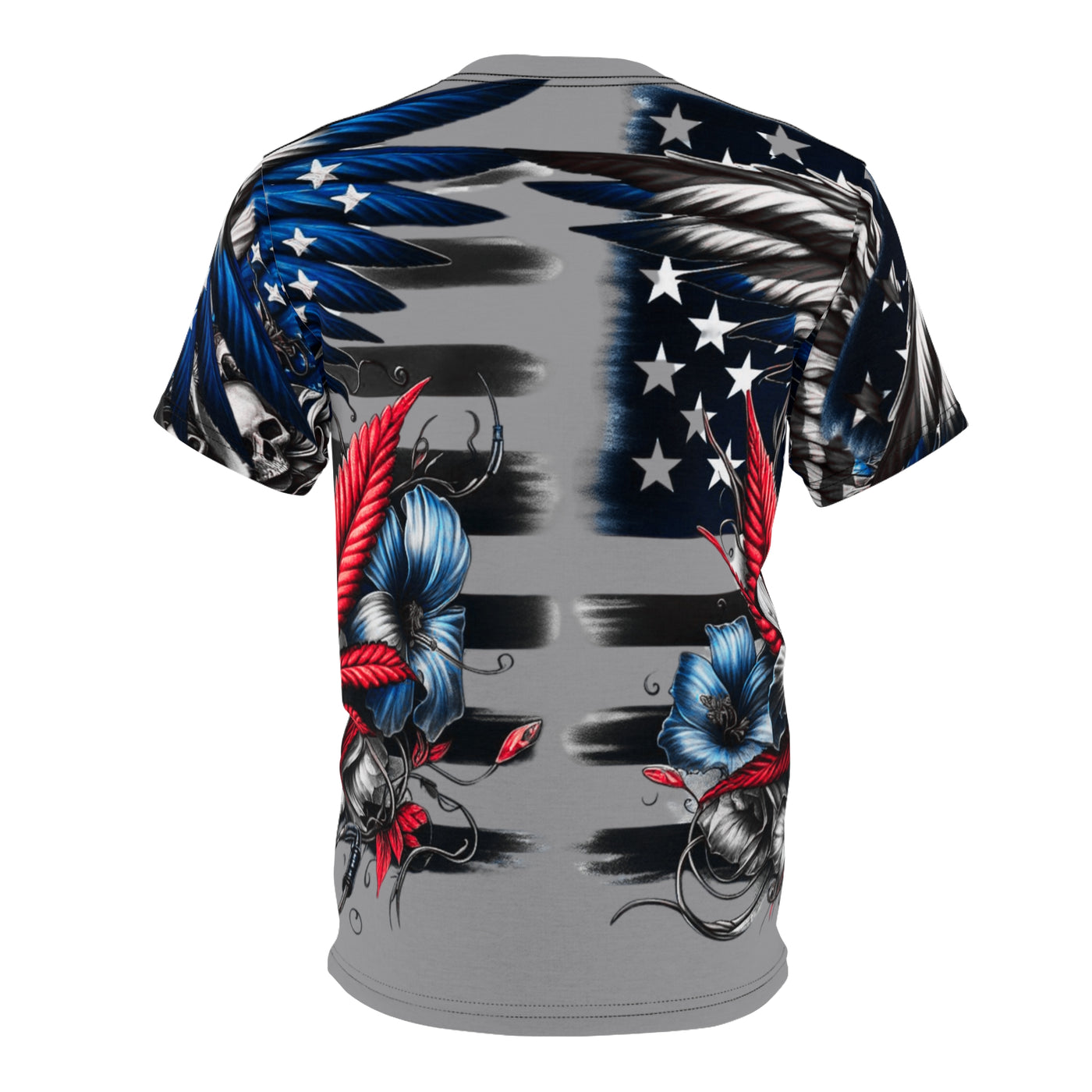 American Flag W/ Winged Female Skateboarding Silhouette T-shirt