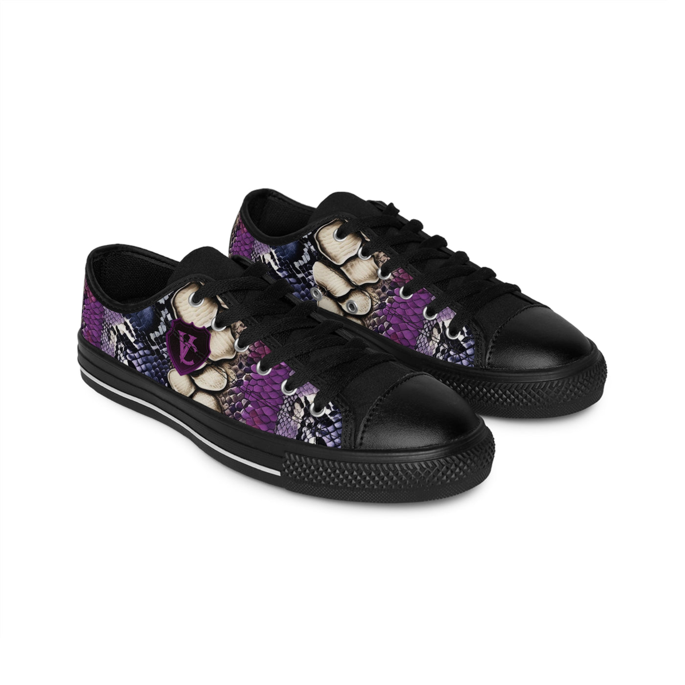 Vibrant Women’s Sneakers with Snake Print & Skull Design