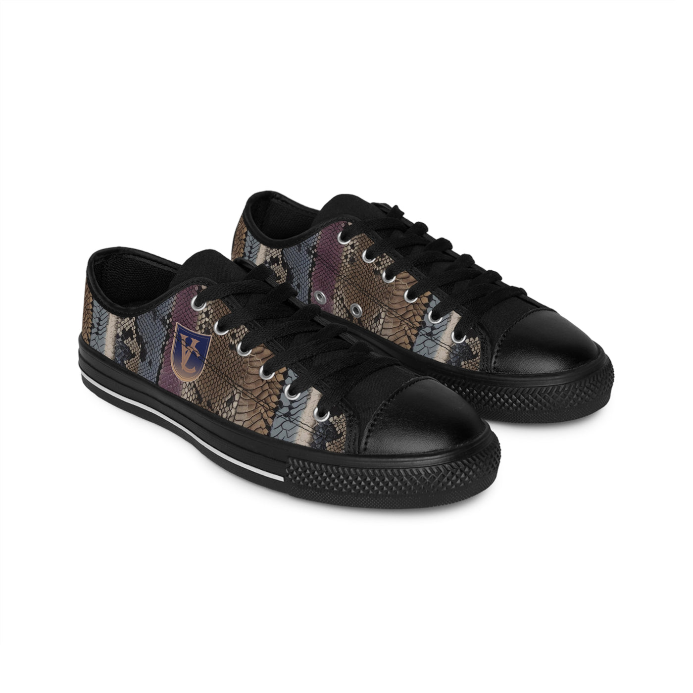 Men's Stylish Snakeskin Sneakers with Logo