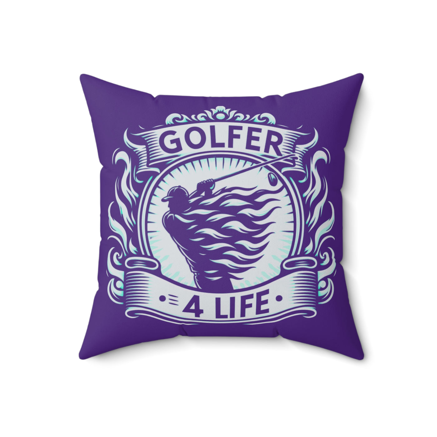 003, Faux Suede Square Golfer 4 Life Pillow, Great Golf Gift