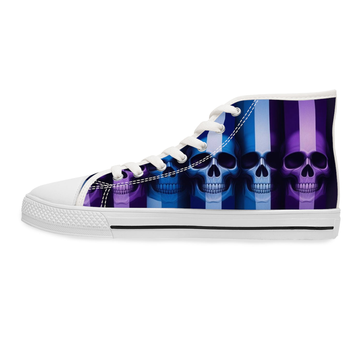 Women's High-Top Sneakers, Vivid Creations Designer Shoes Graphic Skull Design