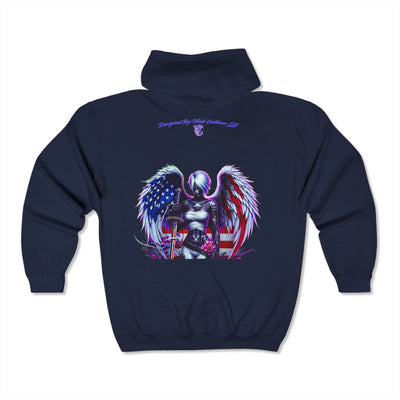 American Flag Hoodie, Vivid Angle Full Zip Hooded Sweatshirt