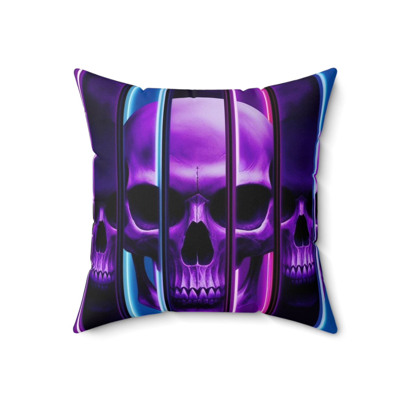 16, Polyester Square Purple Skull Pillow