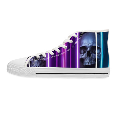 Women's High-Top Sneakers, Silver Skull W/Purple & Light Purple Pattern