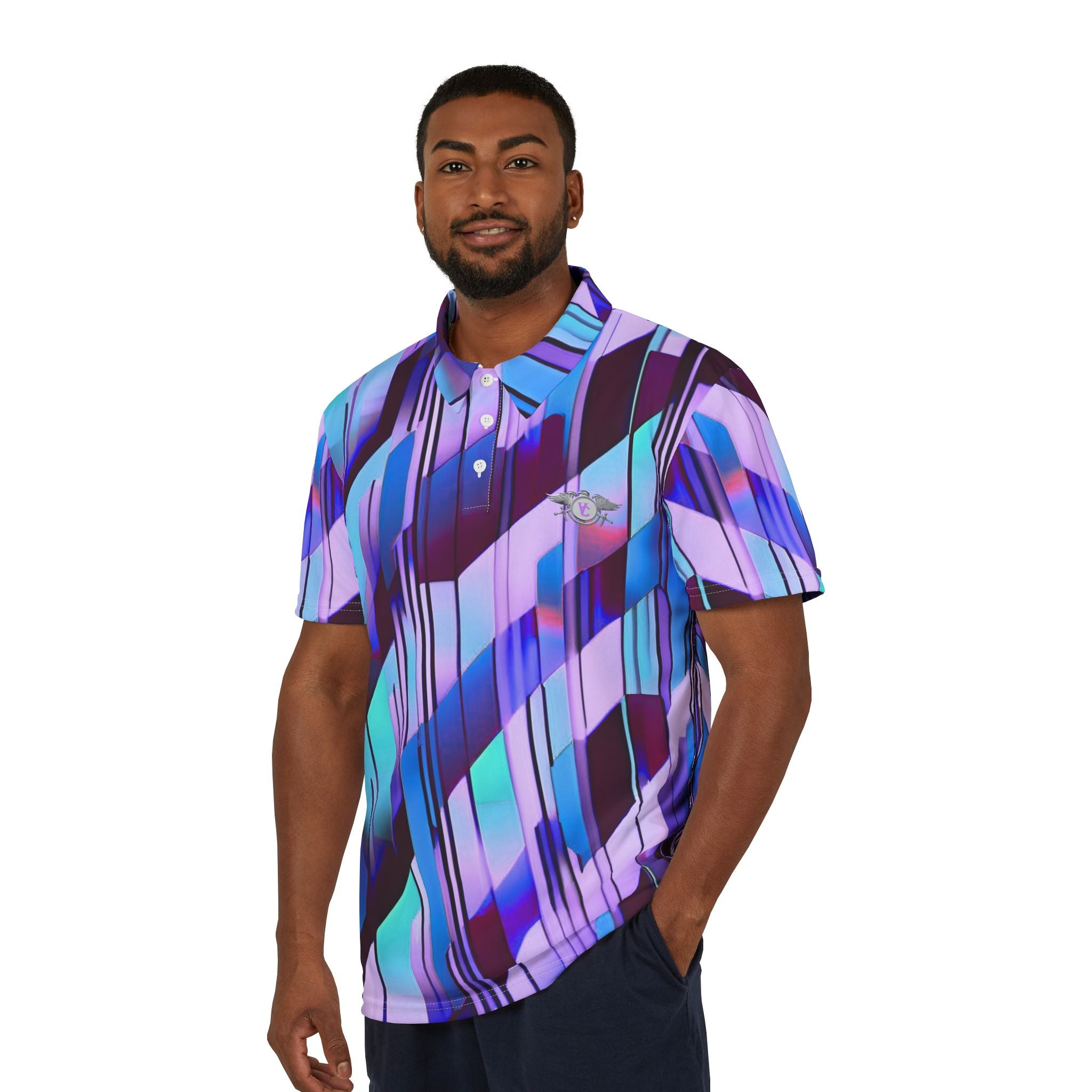 Stylish Unisex Polo Shirt with Abstract Floral Design - Perfect for Casual Wear