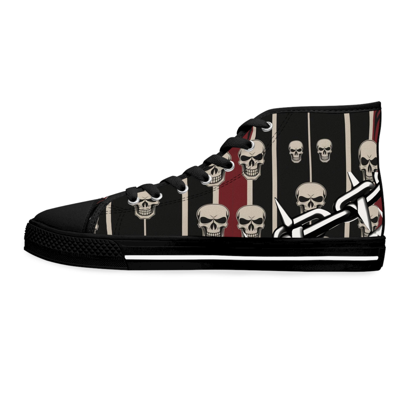 Women's High-Top Sneakers, Vivid Creations Designer Shoes Graphic Skull Design