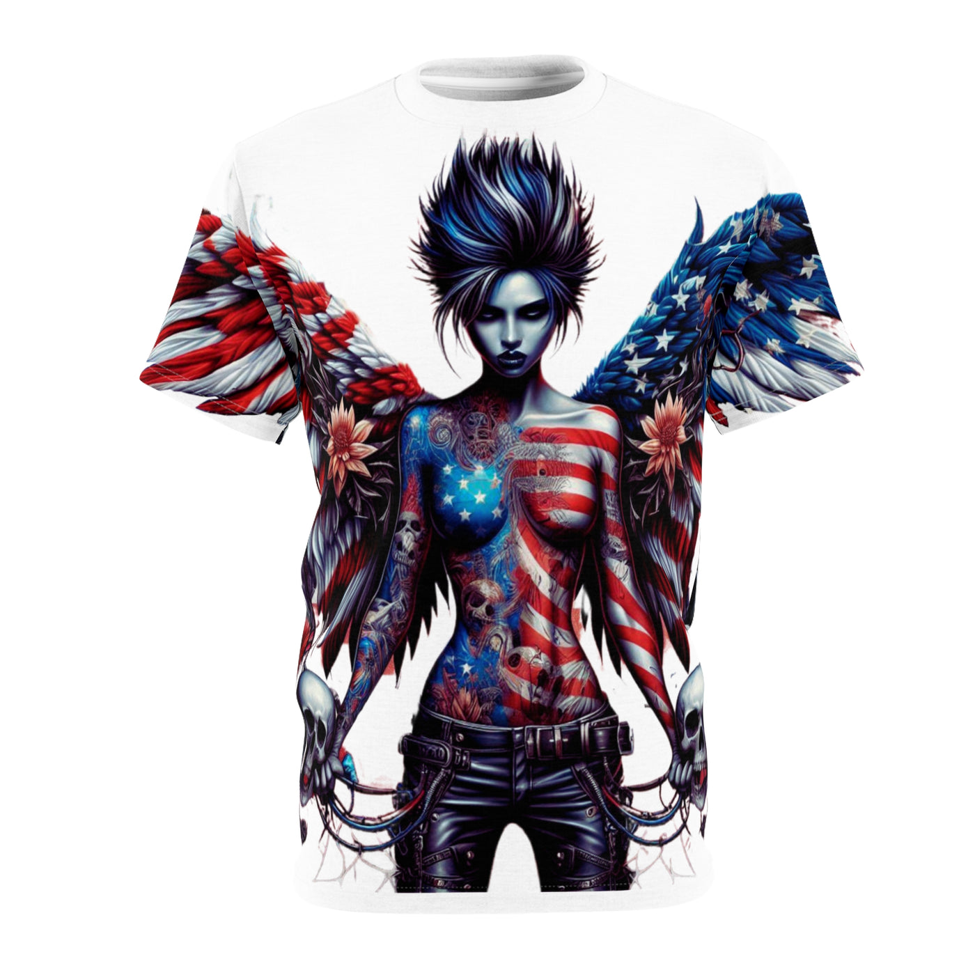 American Flag T-shirt, W/ Winged Female Silhouette