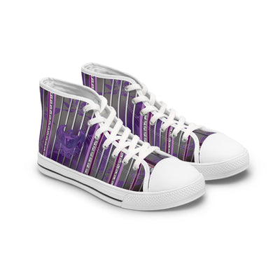 Women's High Top Sneakers - Stylish Purple Stripes Design