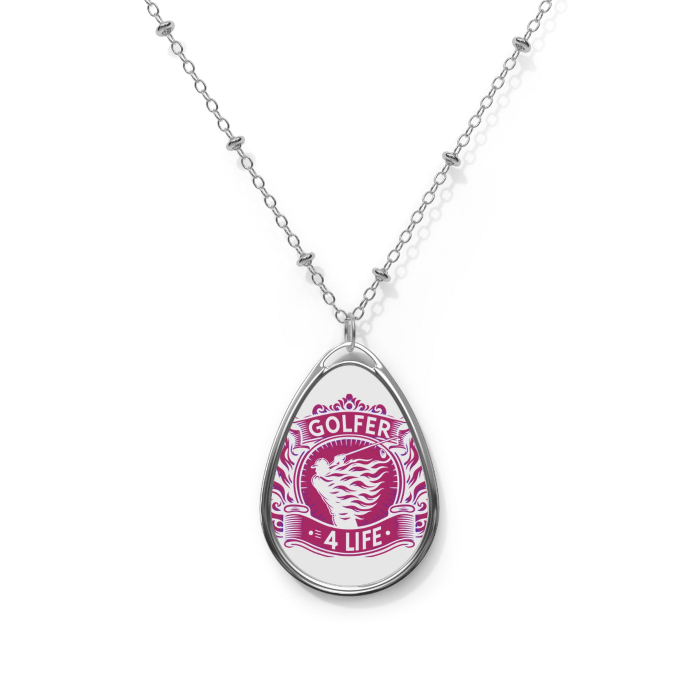 Golfer 4 Life Oval Necklace, Great Golf Gift