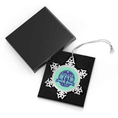 Pewter Snowflake Golfer 4 life Ornament