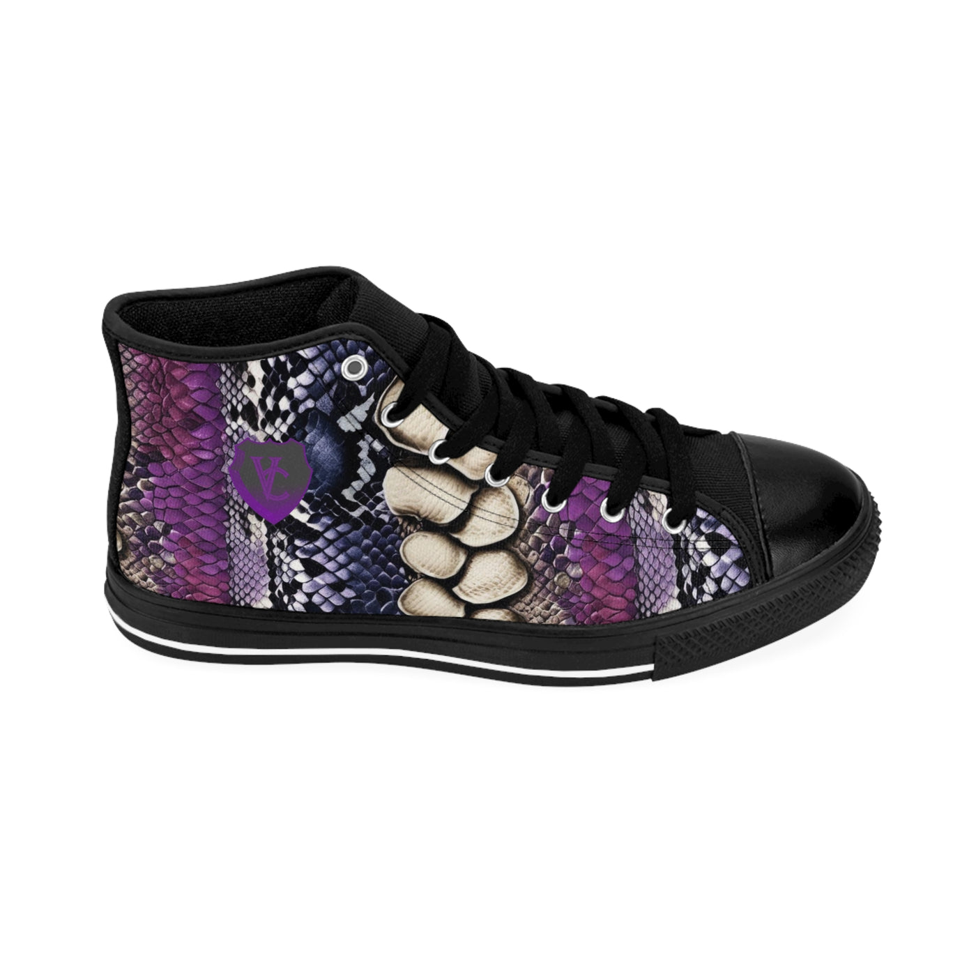 Stylish Women's Classic Sneakers - Trendy Snake Print High Tops