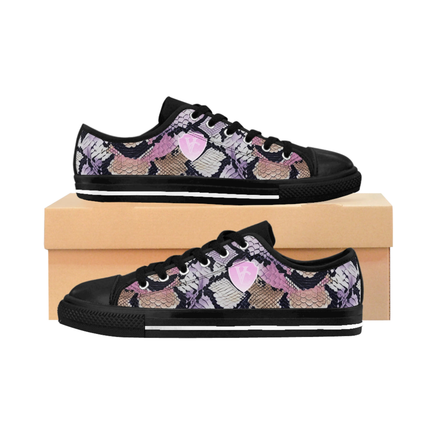 Stylish Women's V.C. Sneakers with Snakeskin Print - Perfect for Casual Outfits