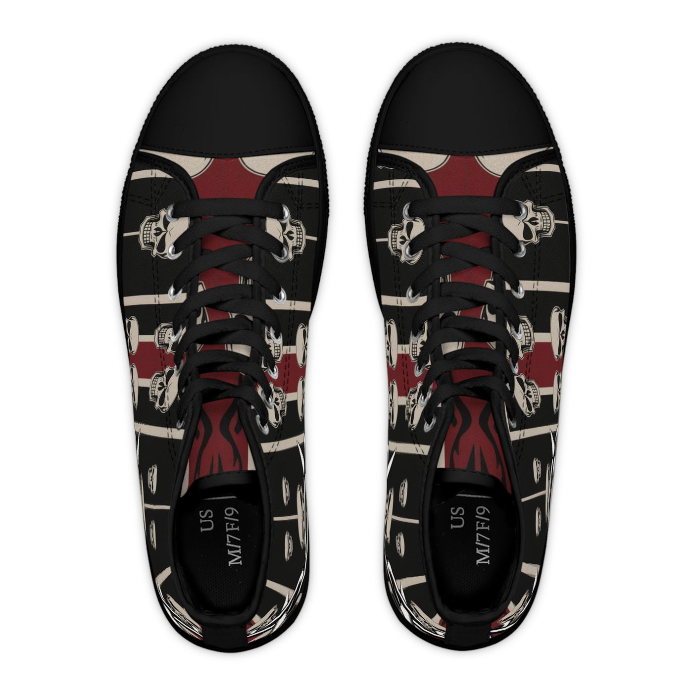 Women's High-Top Sneakers, Vivid Creations Designer Shoes Graphic Skull Design