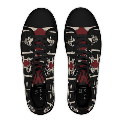 Women's High-Top Sneakers, Vivid Creations Designer Shoes Graphic Skull Design