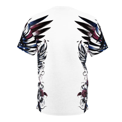 American Flag W/ Winged Female Silhouette & Mustang T-shirt