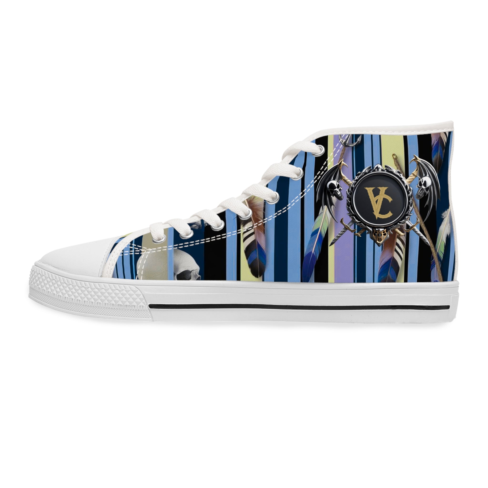 Stylish Women's High Top Sneakers with Artistic Stripes - Trendy Footwear for Fashion Lovers