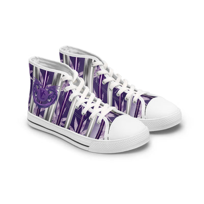 Trendy Women's High Top Sneakers with Elegant Purple Floral Design