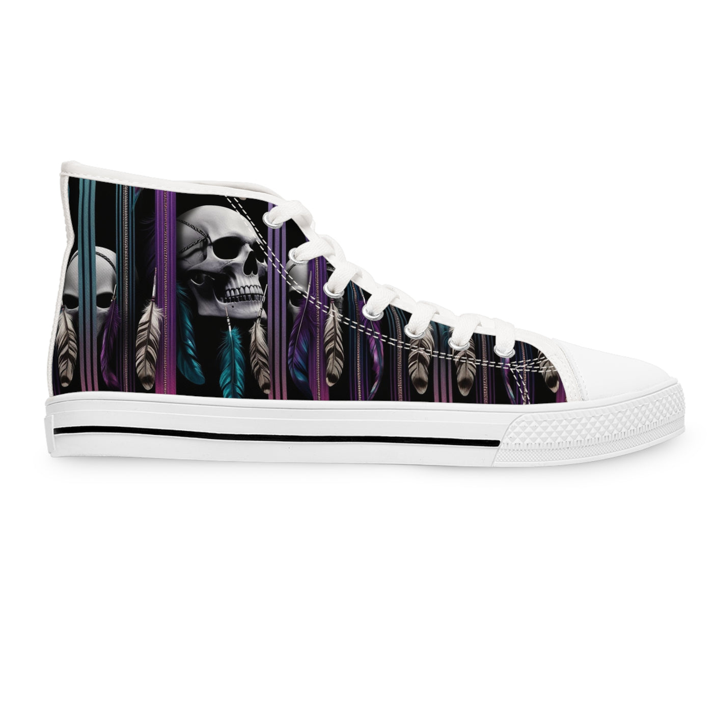 Women's High-Top Sneakers, Vivid Creations Designer Shoes Graphic Skull Design