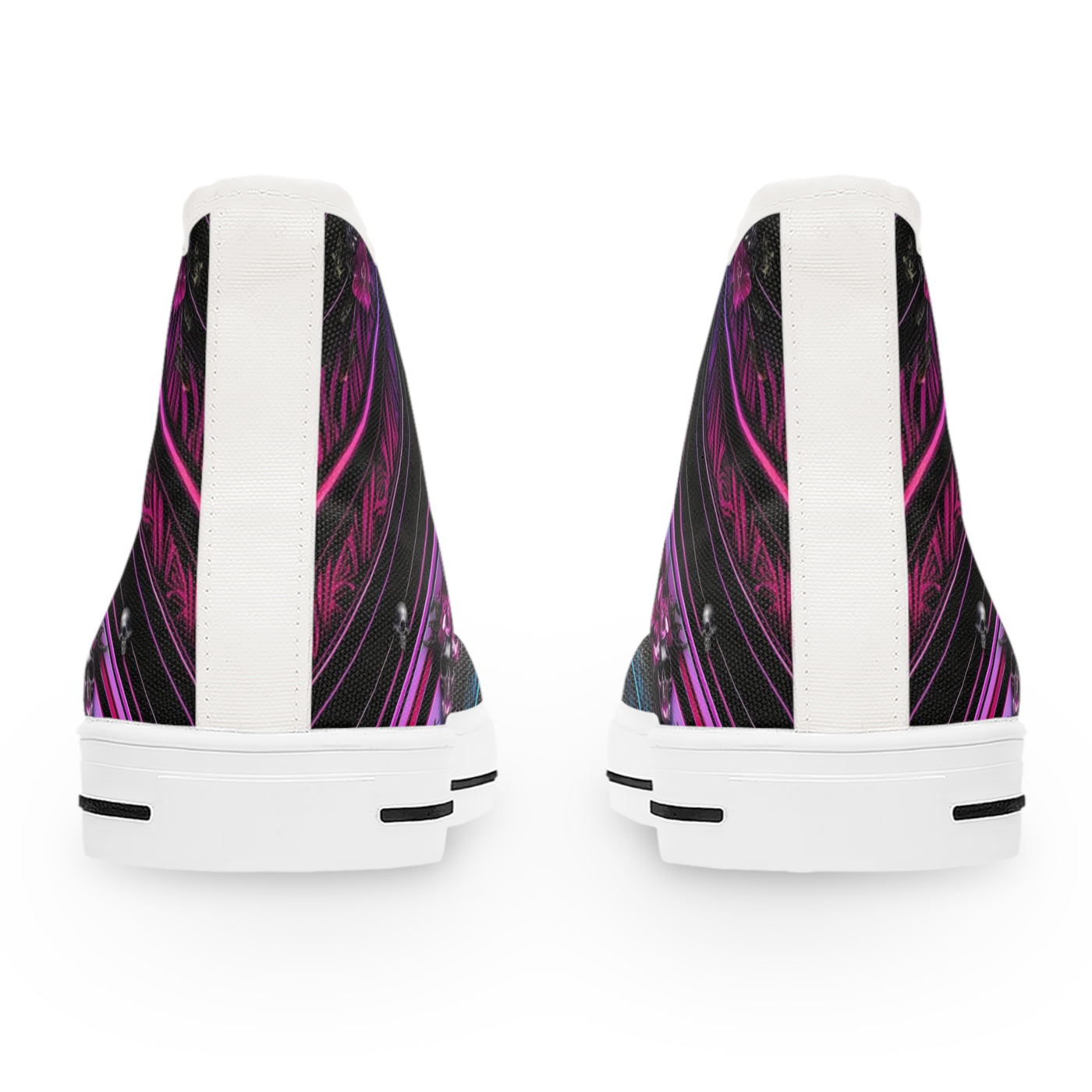 Women's High-Top Sneakers, Vivid Creations Designer Shoes Graphic Skull Design