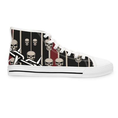 Women's High-Top Sneakers, Vivid Creations Designer Shoes Graphic Skull Design