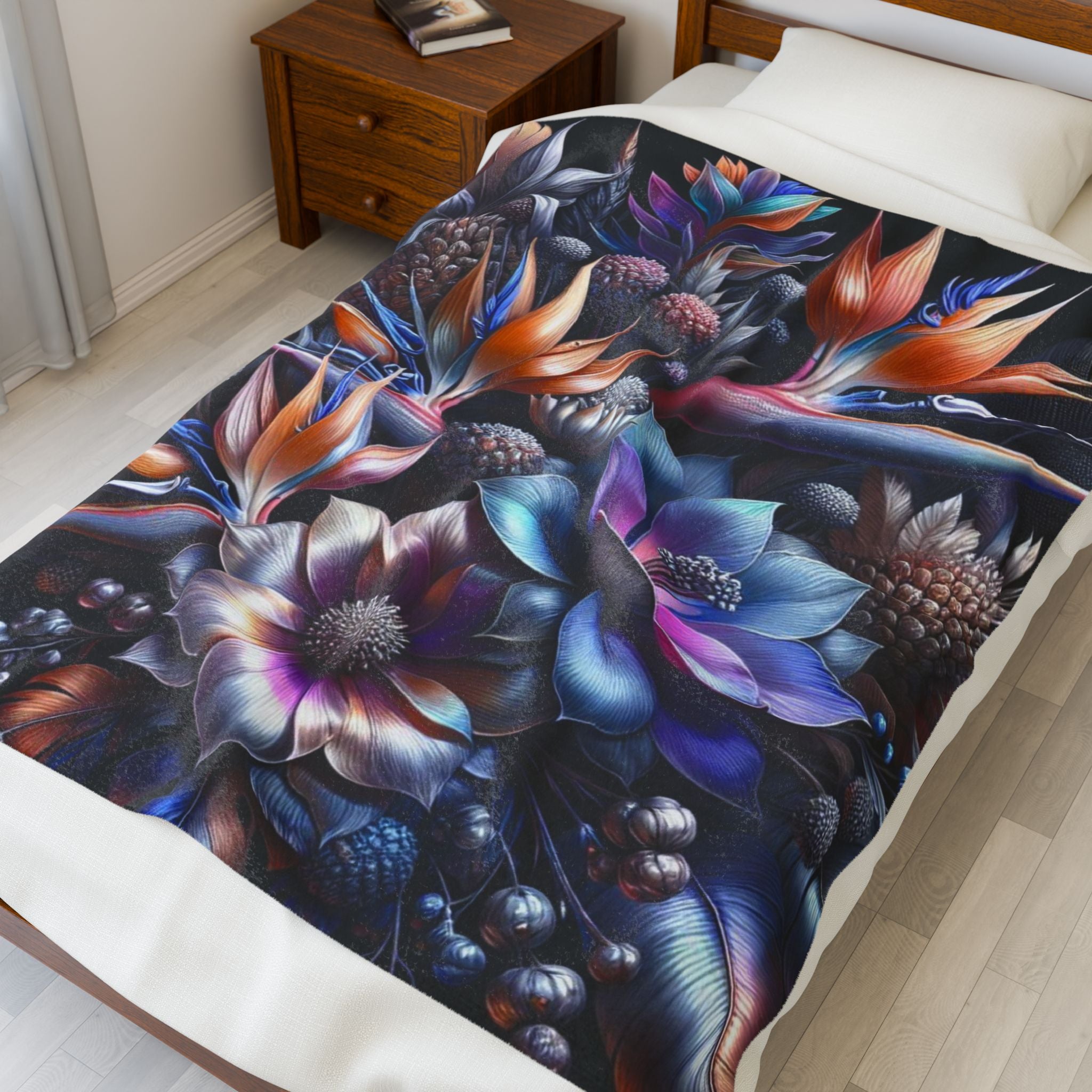 Vibrant Floral Velveteen Plush Blanket – Cozy Home Decor for All Occasions